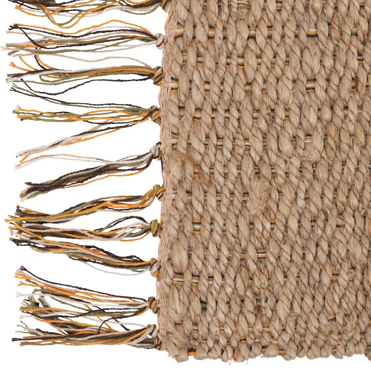 Tapis décoratif en Jute et Coton avec franges colorées  120 x 170 cm - Image 2