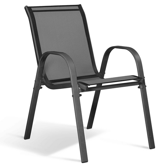 Salon de jardin POLY table extensible 90-180 CM et 8 chaises gris foncé - Image 4