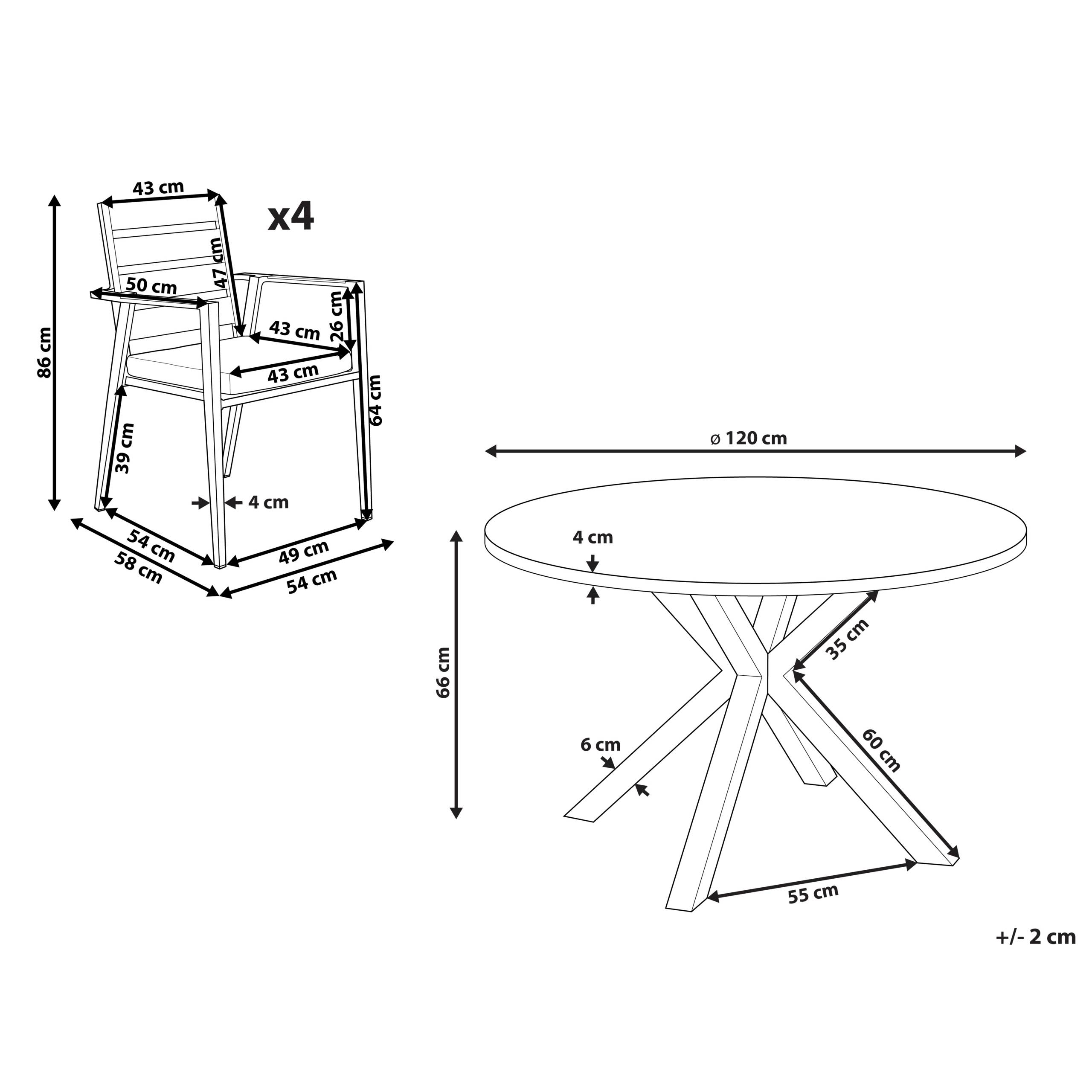 Beliani - Salle à Manger de Jardin Blanc en Aluminium Table Ronde avec 4 Chaises et Coussins Pour Repas Convivial en Extérieur - Image 3