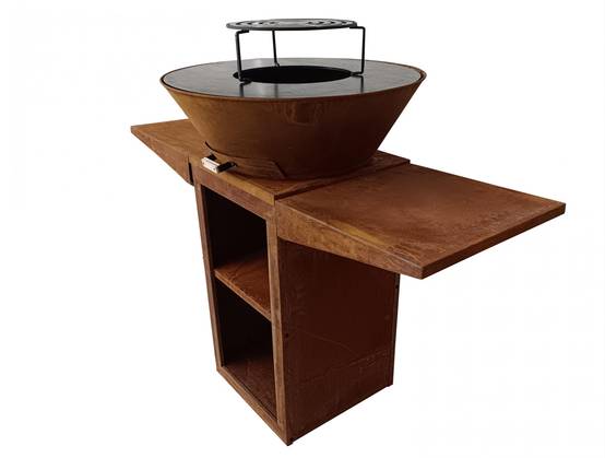 Purline - Barbecue Braséro charbon acier corten cuivré avec bras latéraux EFP57CO – Purline - Image 6