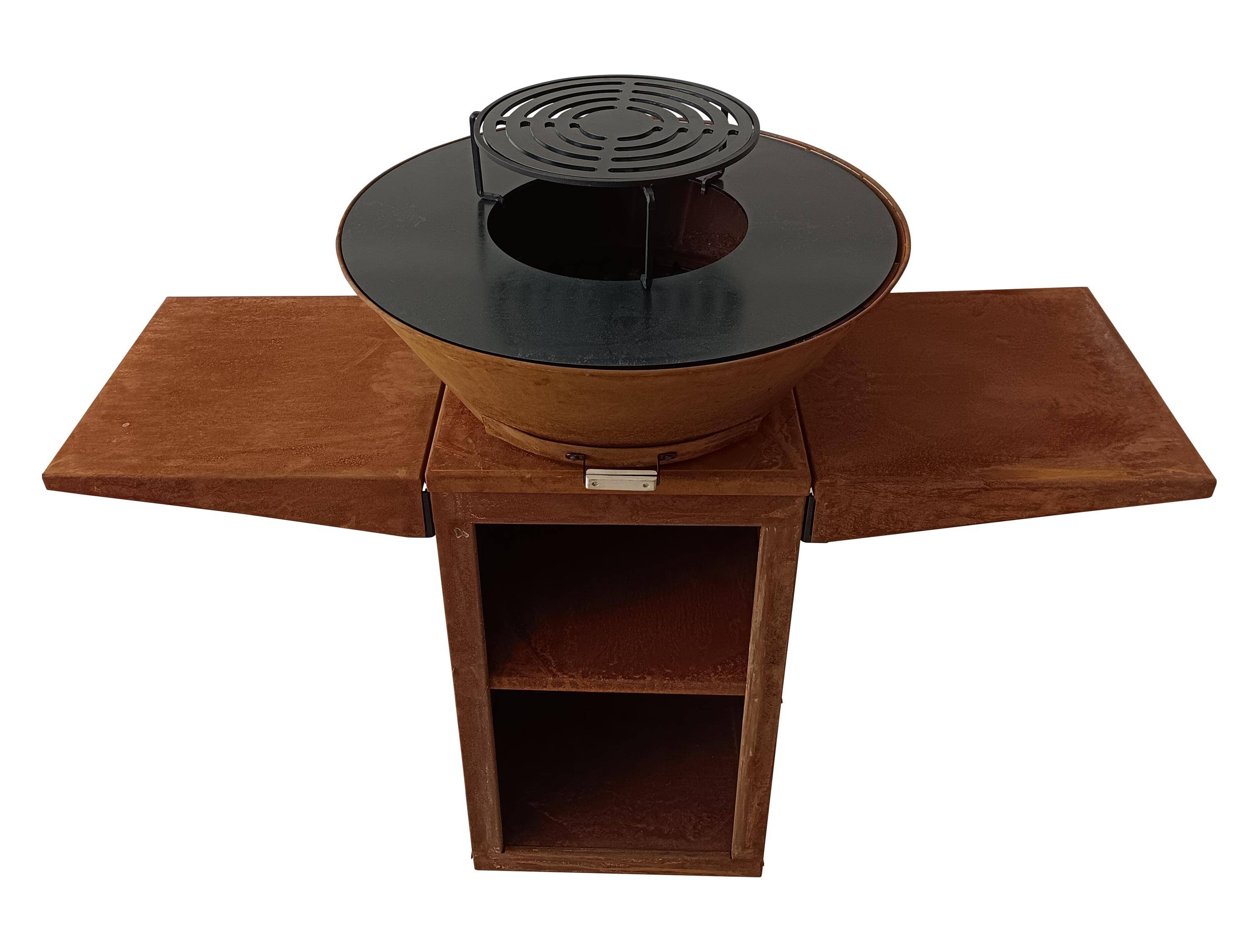 Purline - Barbecue Braséro charbon acier corten cuivré avec bras latéraux EFP57CO – Purline - Image 1