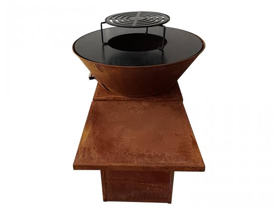 Purline - Barbecue Braséro charbon acier corten cuivré avec bras latéraux EFP57CO – Purline - Image 2