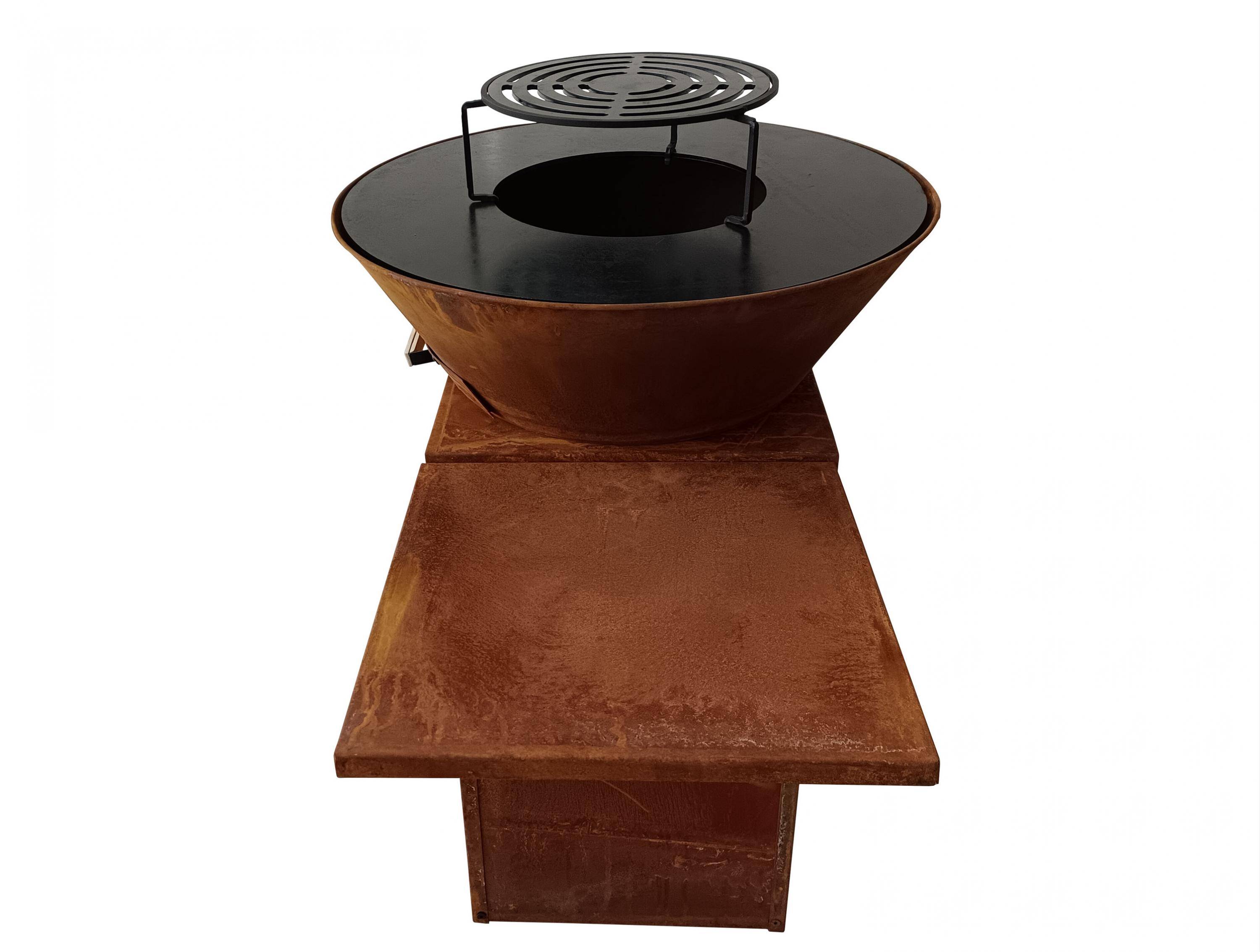 Purline - Barbecue Braséro charbon acier corten cuivré avec bras latéraux EFP57CO – Purline - Image 2