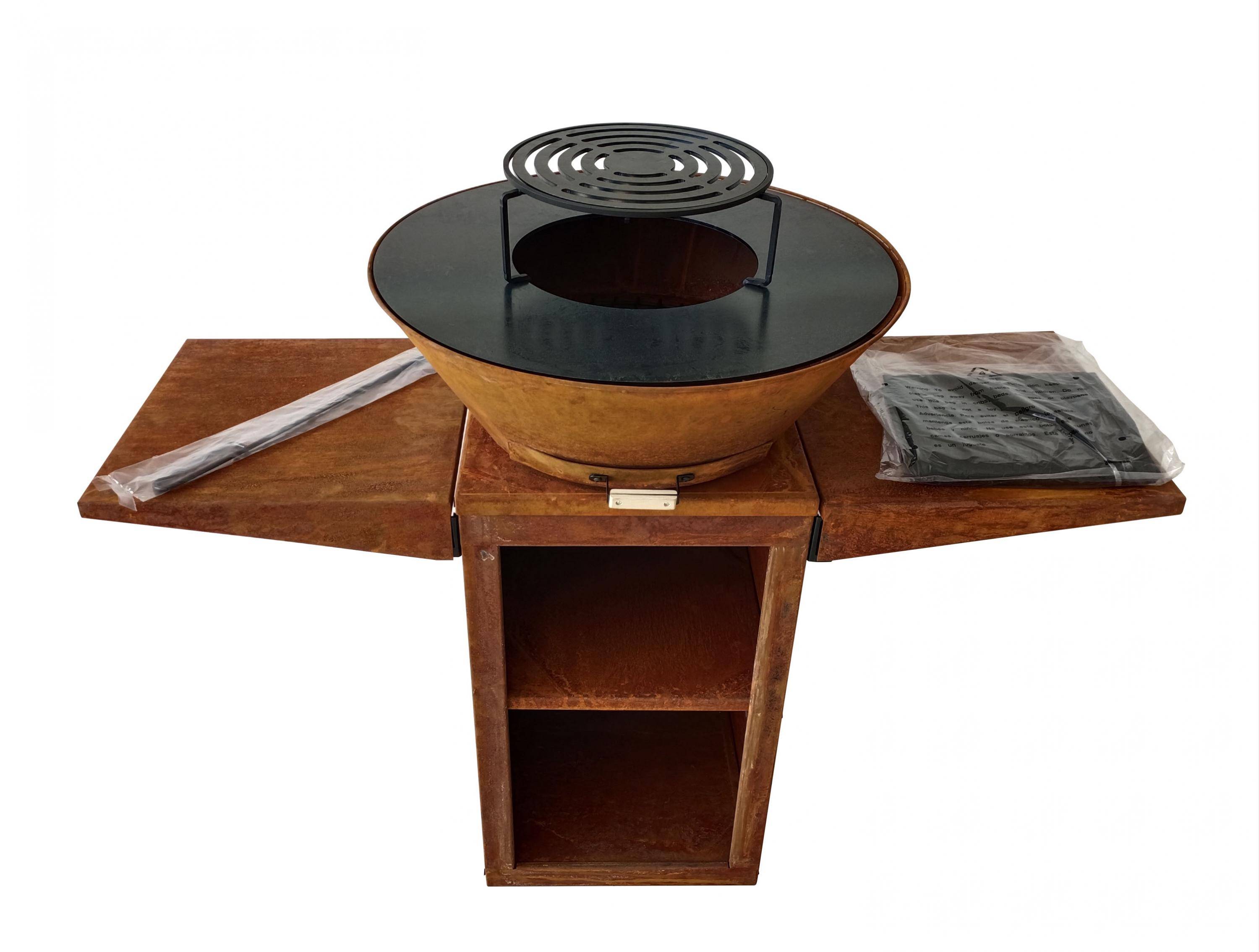 Purline - Barbecue Braséro charbon acier corten cuivré avec bras latéraux EFP57CO – Purline - Image 5