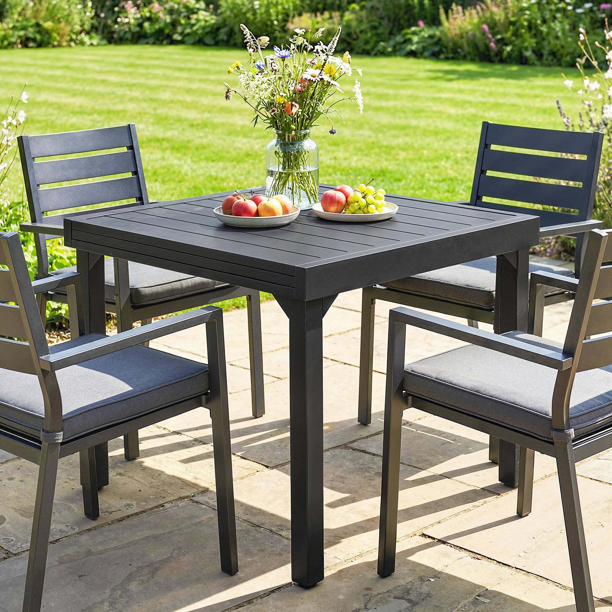 ComfortXL - Table de jardin extensible acier et aluminium pour repas 4-6 personnes noir - ComfortXL Outdoor Living - Image 10