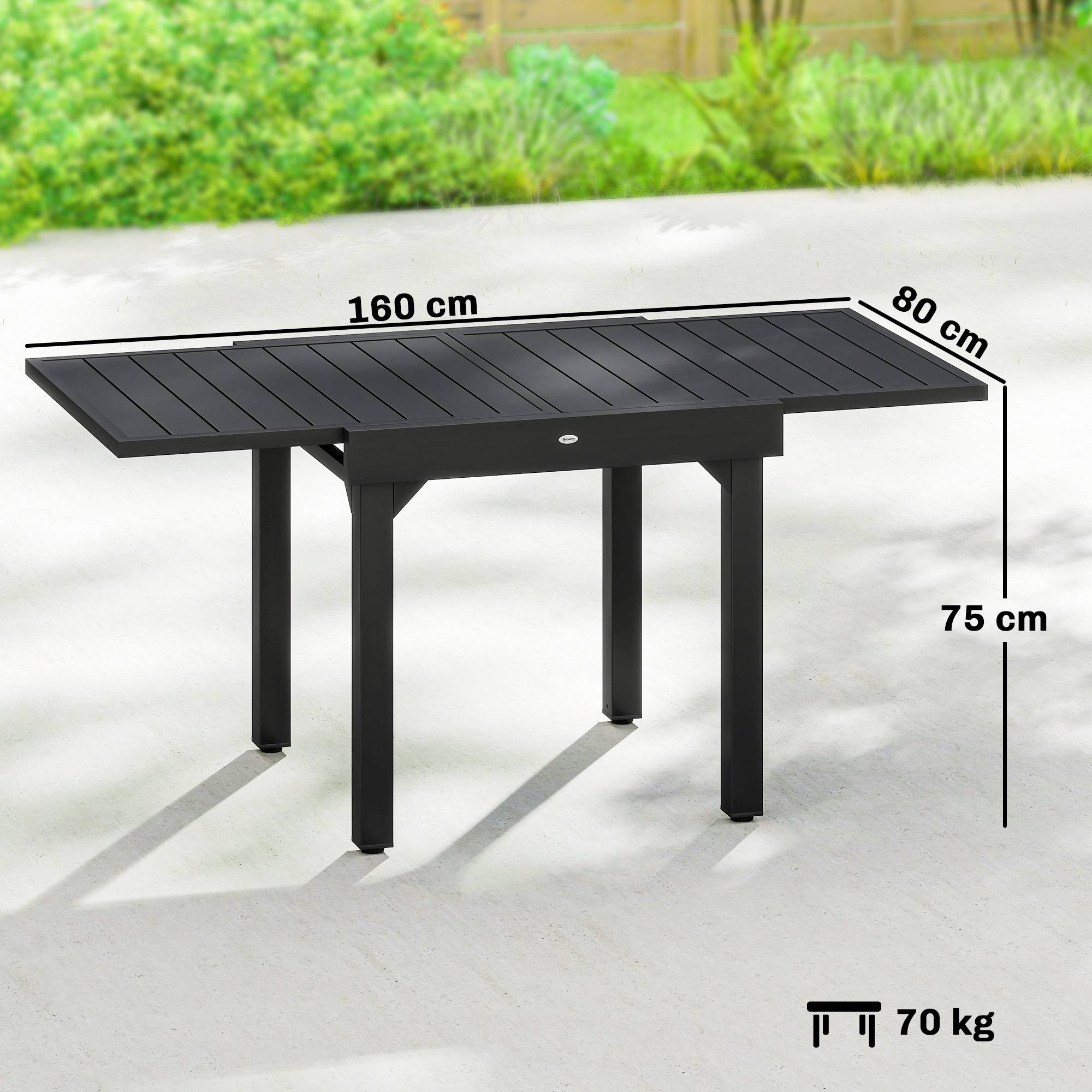 ComfortXL - Table de jardin extensible acier et aluminium pour repas 4-6 personnes noir - ComfortXL Outdoor Living - Image 5