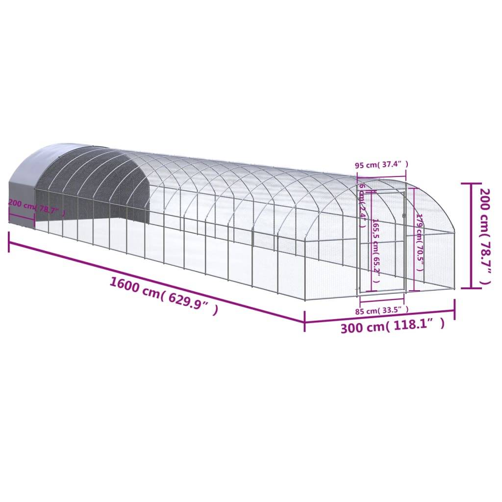 Vidaxl - Poulailler d'extérieur 3x16x2 m Acier galvanisé vidaXL 3095478 - Image 3