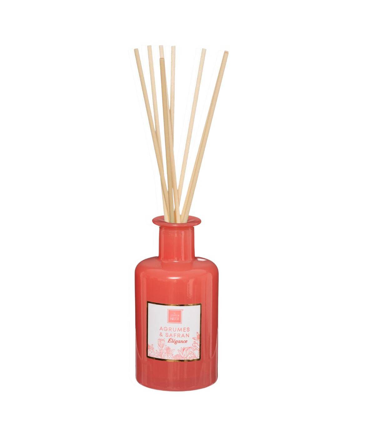 Diffuseur de parfum Agrumes et Safran 200 ml avec 8 Bâtonnets en rotin - Image 1