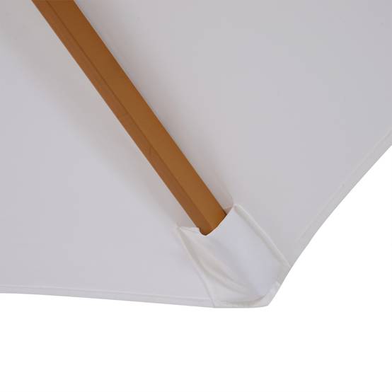Parasol droit bois et bambou pour terrasse et jardin toile anti-UV 300cm blanc crème - ComfortXL Outdoor Living - Image 7