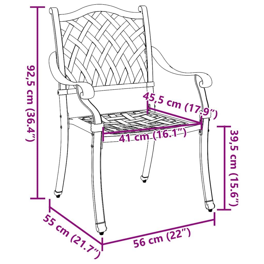 Chaise de jardin aluminium bronze 56 x 55 x 92,5 cm (Lot de 2) - PANGIVO - Image 8
