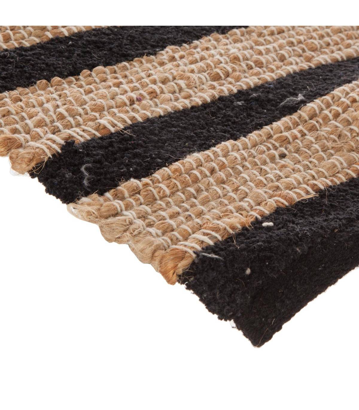 Tapis décoratif en Jute avec motif en coton 60 x 90 cm - Image 2