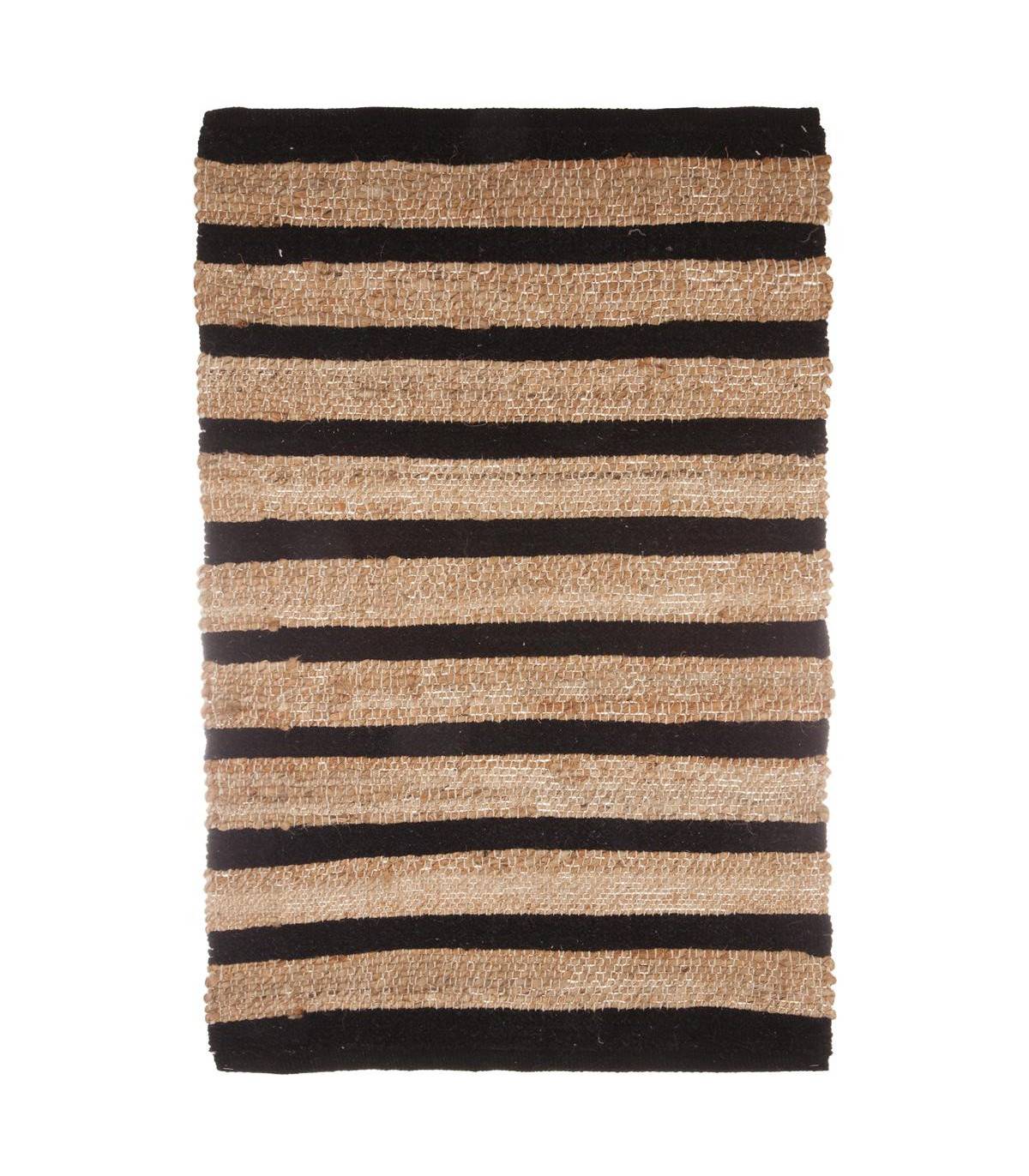 Tapis décoratif en Jute avec motif en coton 60 x 90 cm - Image 3