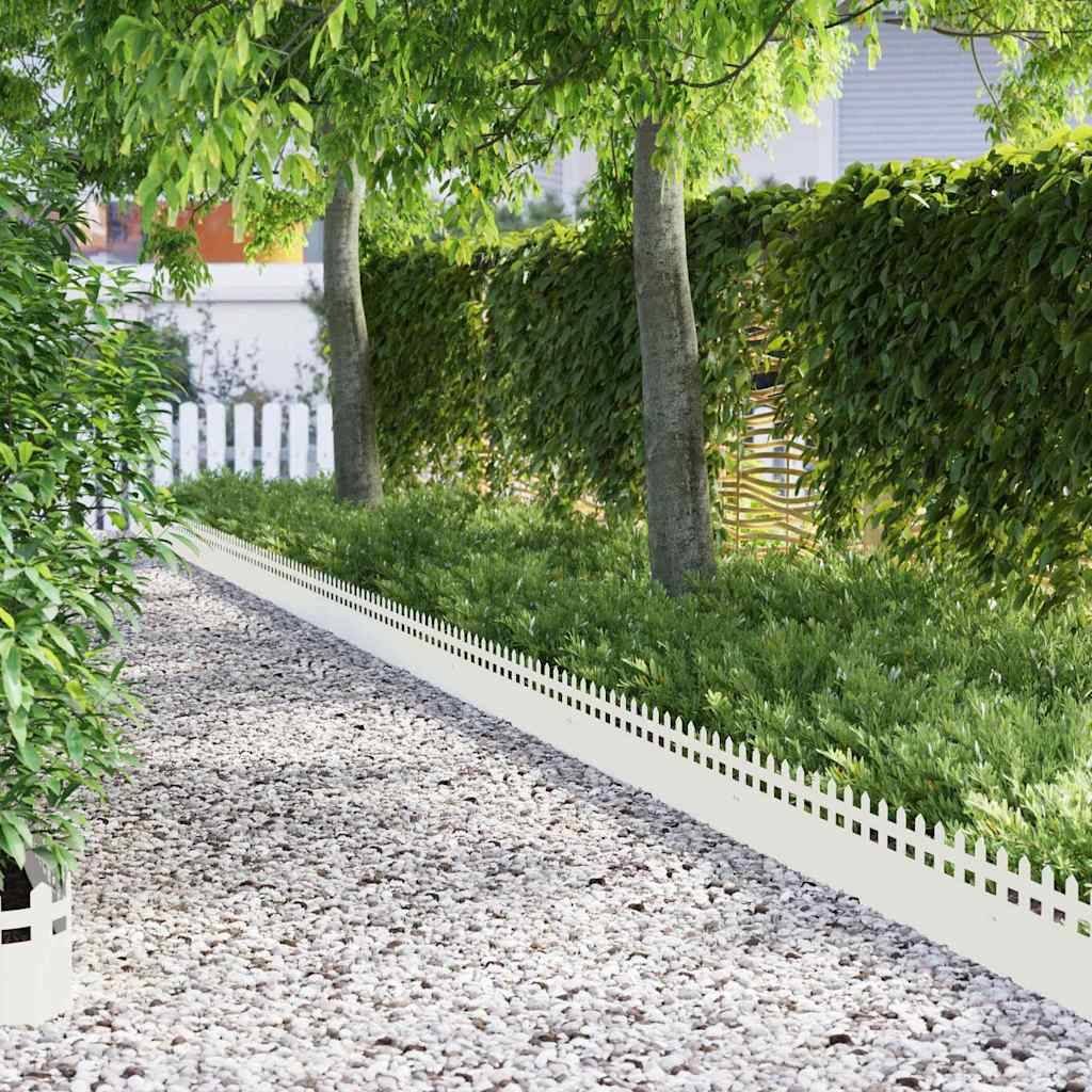 Bordure de jardin 10 pcs acier blanc pour plates-bandes aménagement moderne 103x22cm - ComfortXL Outdoor Living - Image 1