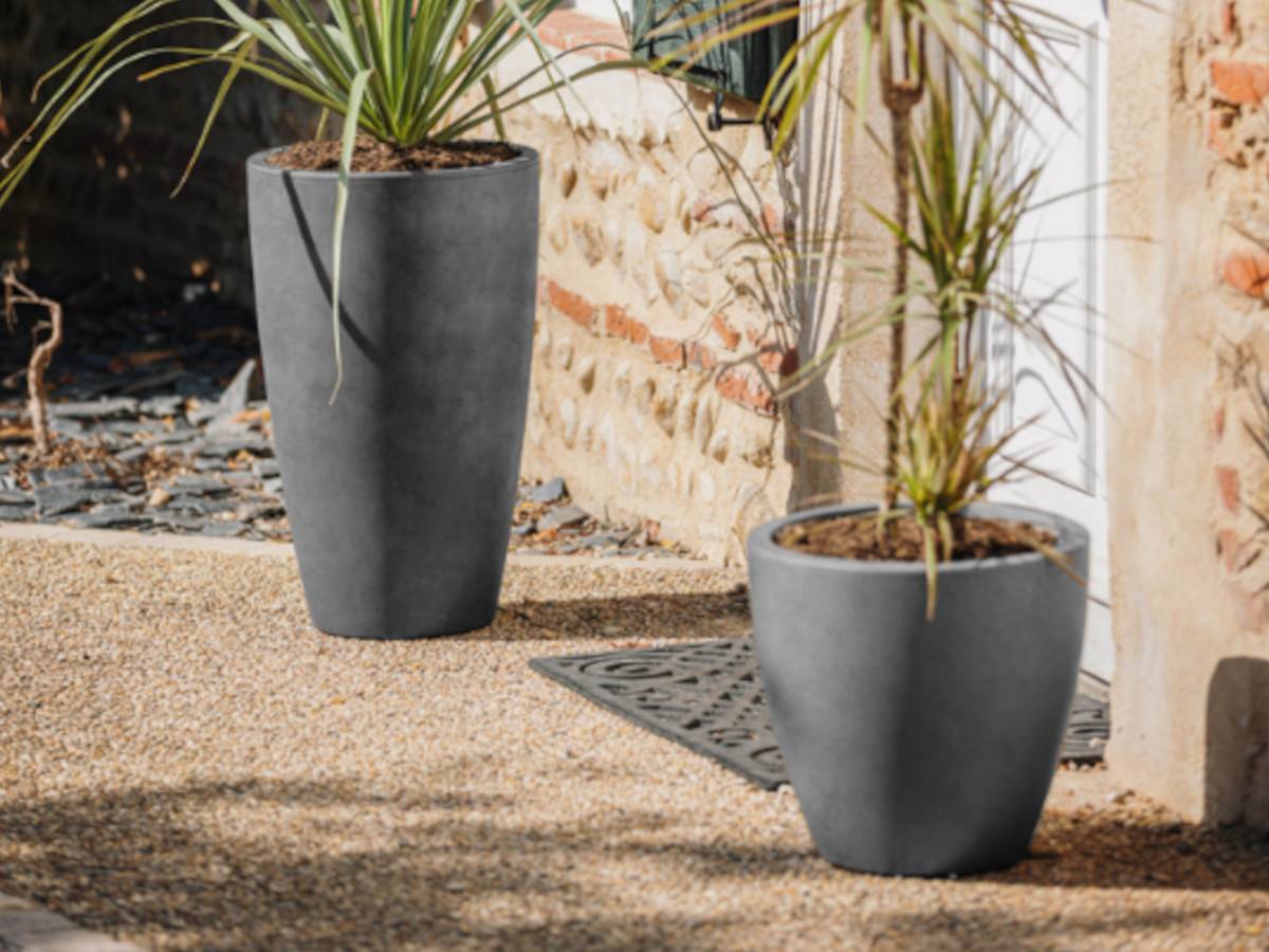 Eda - Pot de fleurs conique Basalt Up - Ø 38 x 35 cm - 27 L - Gris anthracite - Eda - Image 2