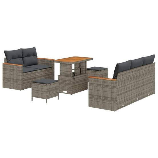 Salon de jardin modulable 8 pcs en poly rotin avec table pour balcon Gris – ComfortXL Outdoor Living - Image 2