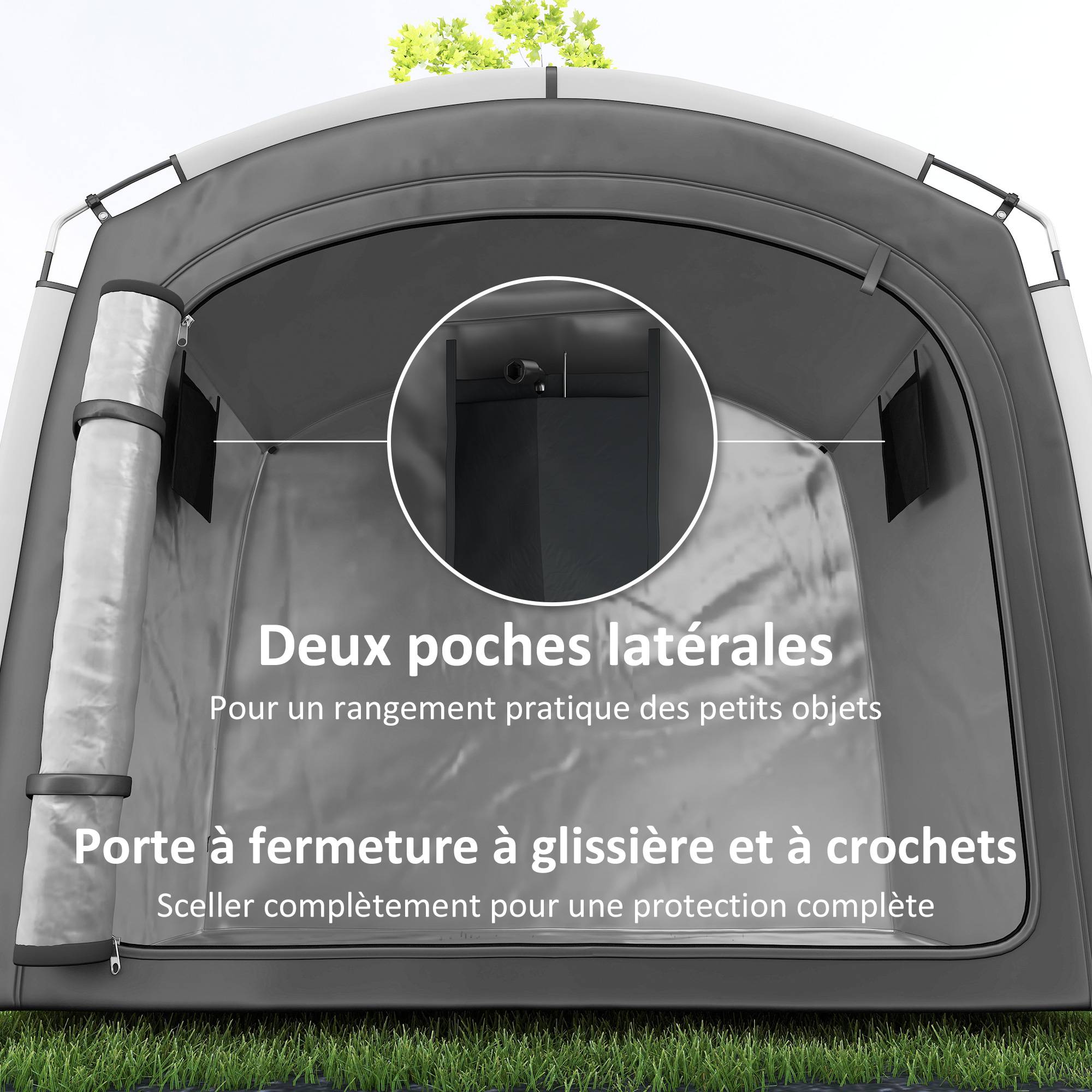 Outsunny - Tente de vélo portable 205x140x188 cm rangement extérieur pour 3-4 vélos avec 2 poches latérales gris foncé - Outsunny - Image 6