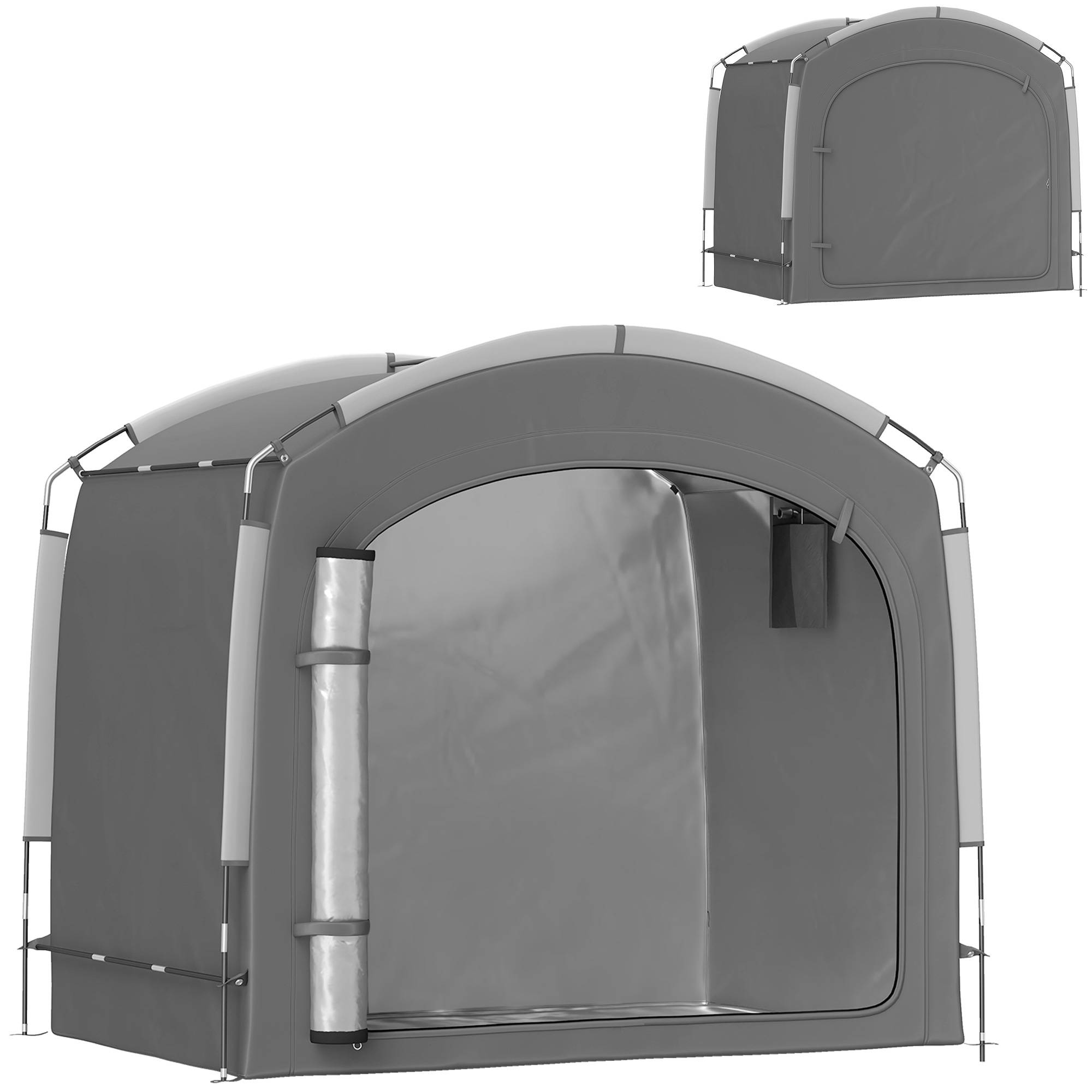 Outsunny - Tente de vélo portable 205x140x188 cm rangement extérieur pour 3-4 vélos avec 2 poches latérales gris foncé - Outsunny - Image 1
