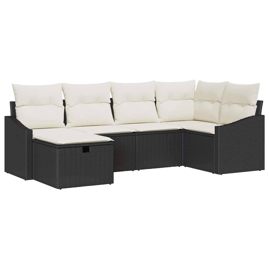 Salon de jardin d'angle 6 places en polyrotin modulable bicolore Noir et Crème – ComfortXL Outdoor Living - Image 2
