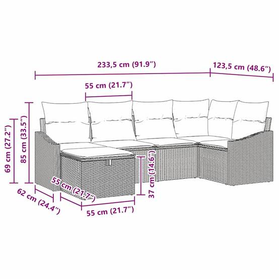 Salon de jardin d'angle 6 places en polyrotin modulable bicolore Noir et Crème – ComfortXL Outdoor Living - Image 8