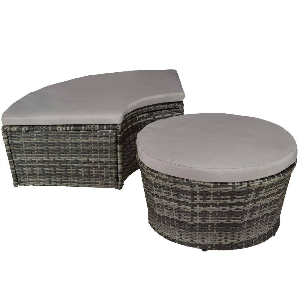 Helloshop26 - Bain de soleil transat meuble jardin rond modulable gris - Image 5