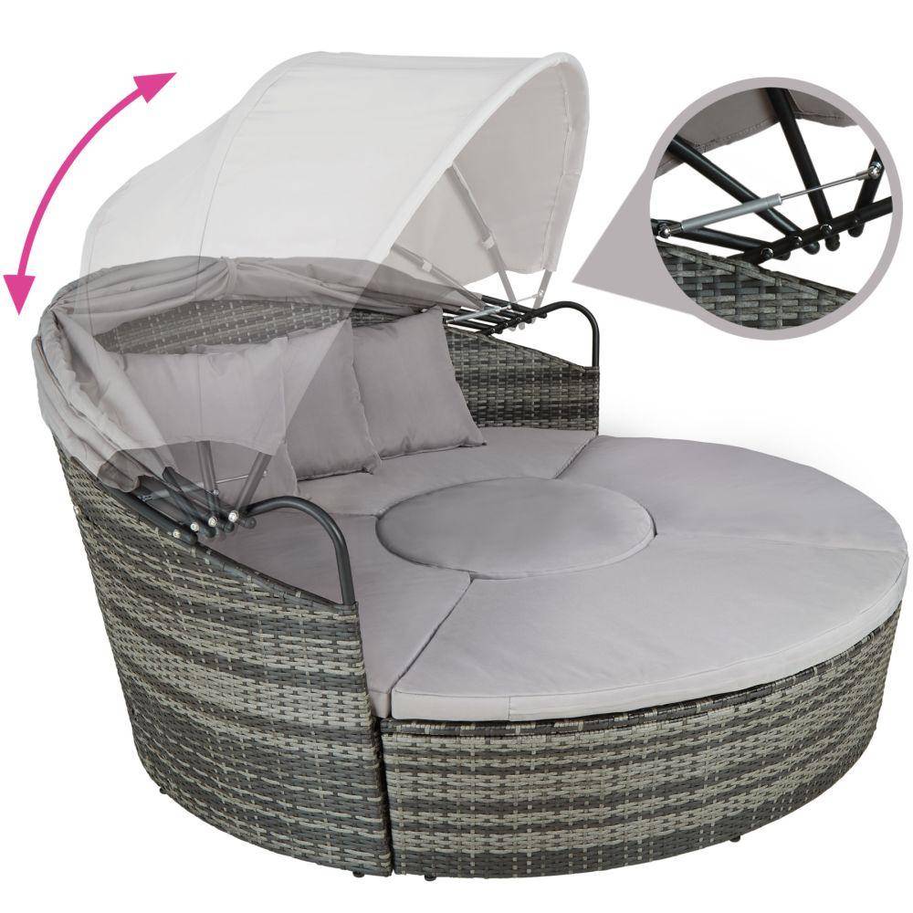 Helloshop26 - Bain de soleil transat meuble jardin rond modulable gris - Image 3
