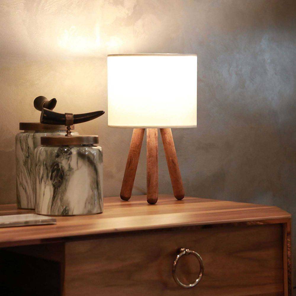 Hanah Home - Lampe à poser en bois et tissu Carla - Image 2
