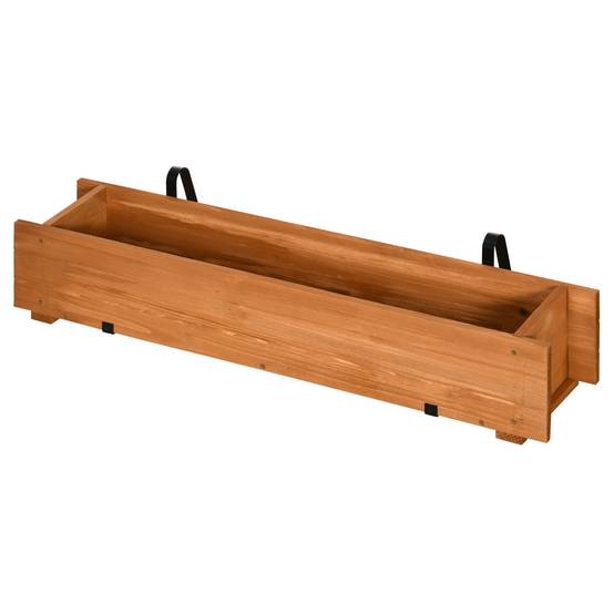 Jardinière en bois avec 2 crochets de suspension pour la culture de plantes et de fleurs d'extérieur 91 x 18 x 16,5 cm Naturel - Image 1