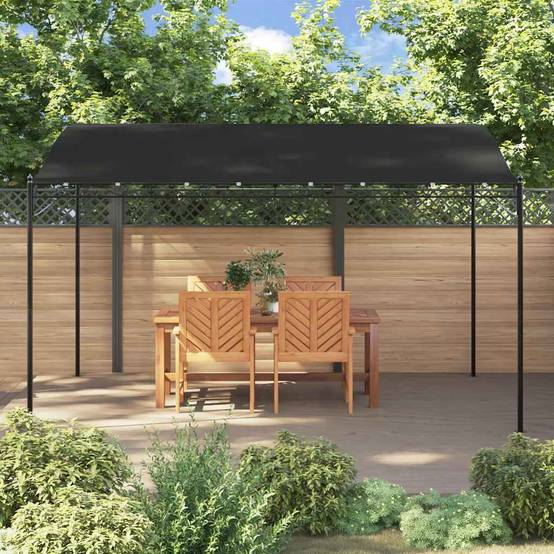 Auvent de Porte Acier Toit Incurvé Design Moderne pour Extérieur Jardin Anthracite 4x3 m – ComfortXL Outdoor Living - Image 3