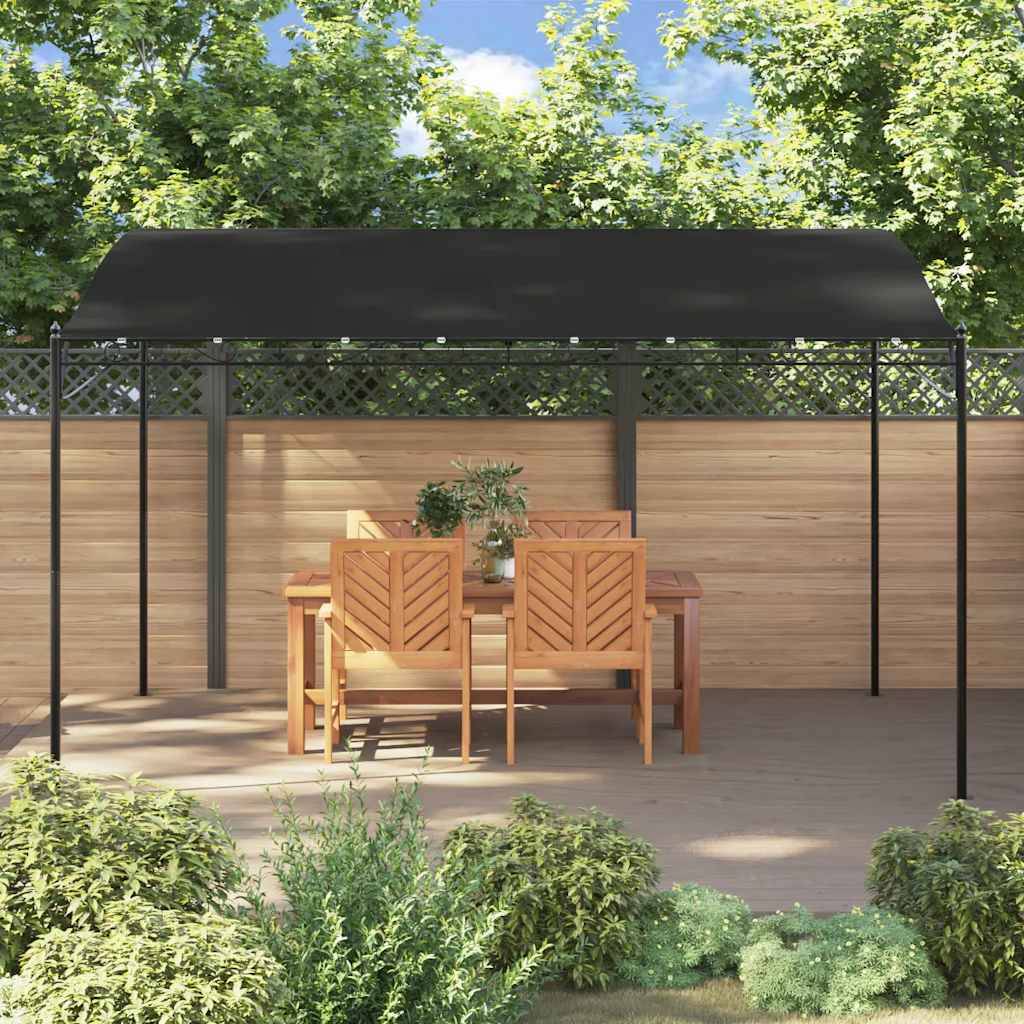 Auvent de Porte Acier Toit Incurvé Design Moderne pour Extérieur Jardin Anthracite 4x3 m – ComfortXL Outdoor Living - Image 3