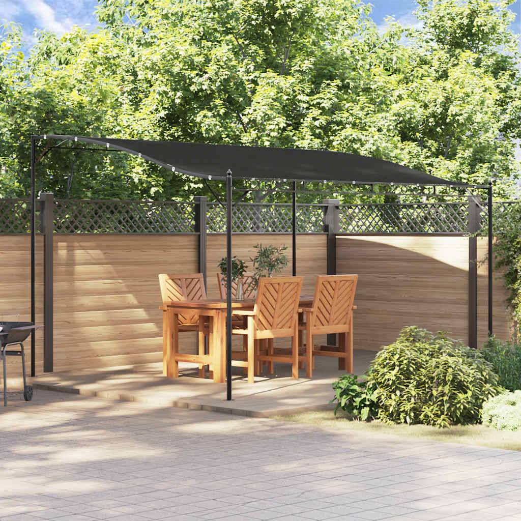 Auvent de Porte Acier Toit Incurvé Design Moderne pour Extérieur Jardin Anthracite 4x3 m – ComfortXL Outdoor Living - Image 1