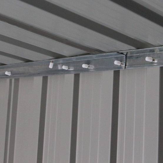 Abri de Jardin en Métal Cabane à Outils en Tôle Galvanisée 213 x 130 x 173 cm avec Porte Coulissante et Deux Fenêtres de Ventilation Gris - Image 4