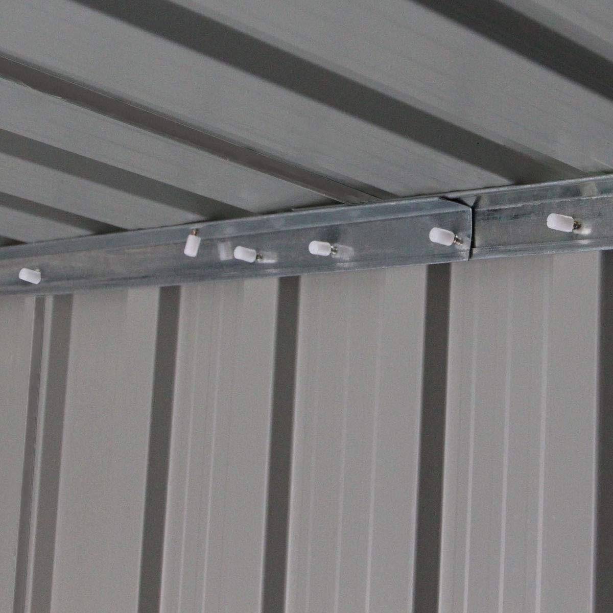Abri de Jardin en Métal Cabane à Outils en Tôle Galvanisée 213 x 130 x 173 cm avec Porte Coulissante et Deux Fenêtres de Ventilation Gris - Image 4
