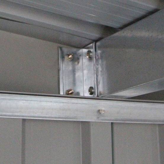Abri de Jardin en Métal Cabane à Outils en Tôle Galvanisée 213 x 130 x 173 cm avec Porte Coulissante et Deux Fenêtres de Ventilation Gris - Image 8