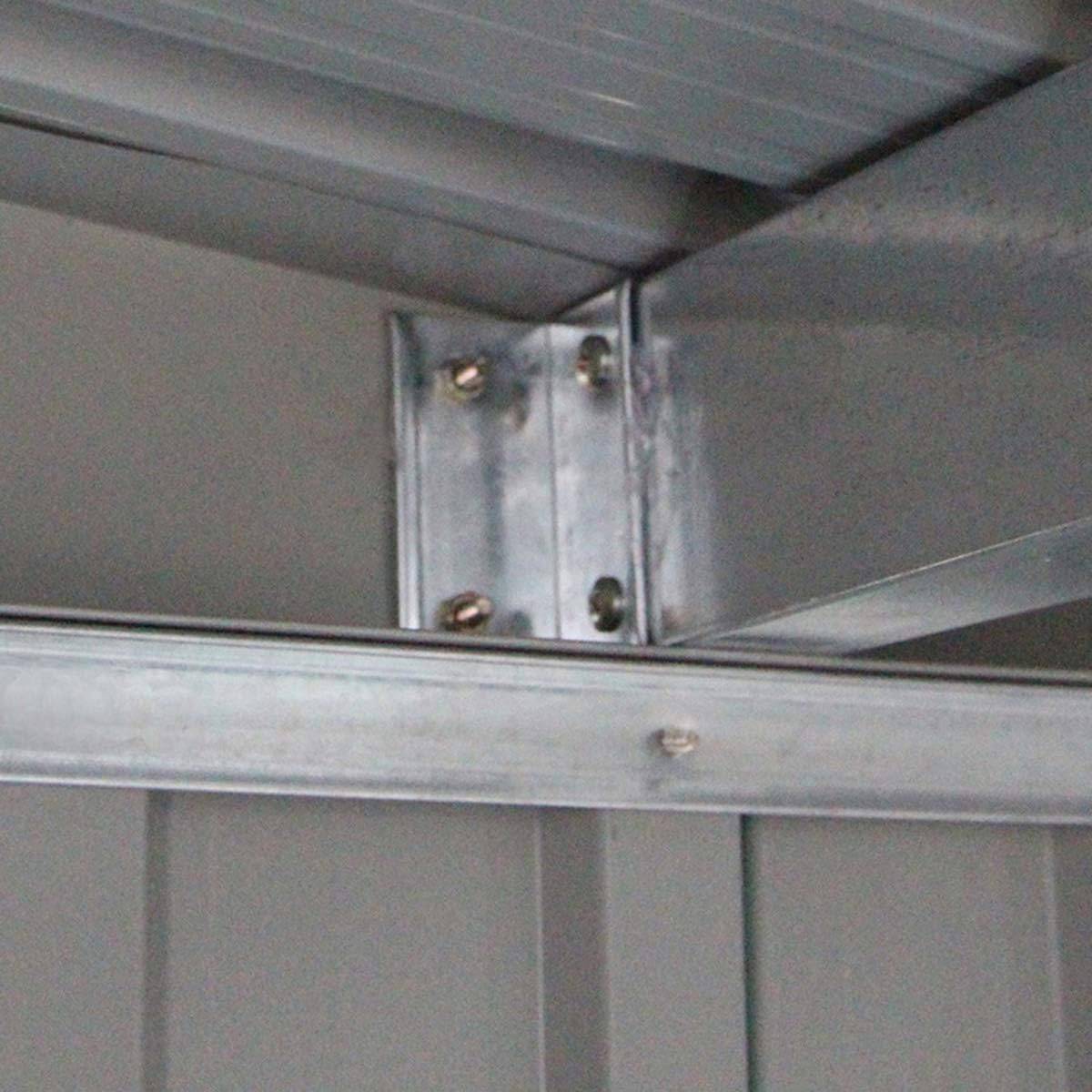 Abri de Jardin en Métal Cabane à Outils en Tôle Galvanisée 213 x 130 x 173 cm avec Porte Coulissante et Deux Fenêtres de Ventilation Gris - Image 8