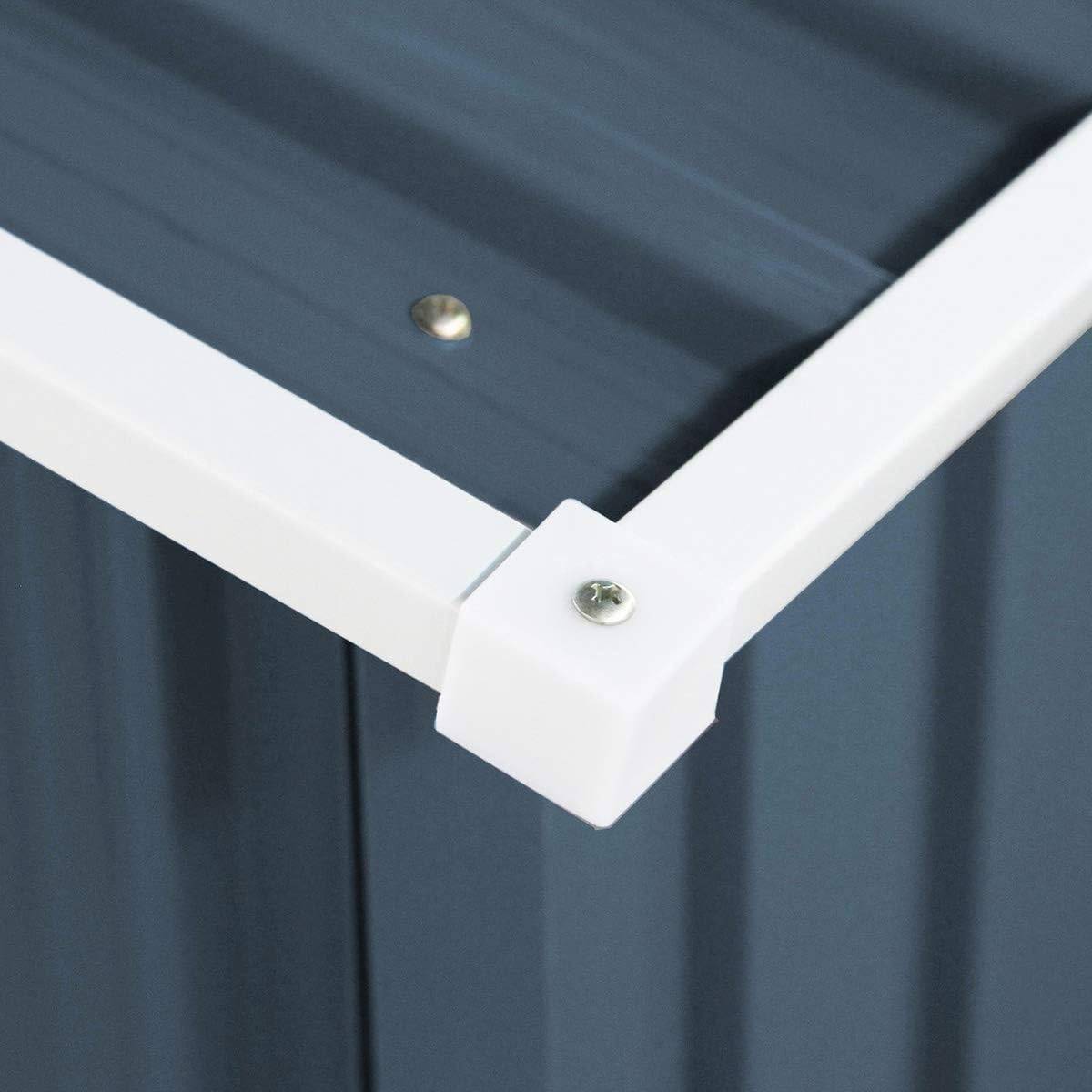 Abri de Jardin en Métal Cabane à Outils en Tôle Galvanisée 213 x 130 x 173 cm avec Porte Coulissante et Deux Fenêtres de Ventilation Gris - Image 3