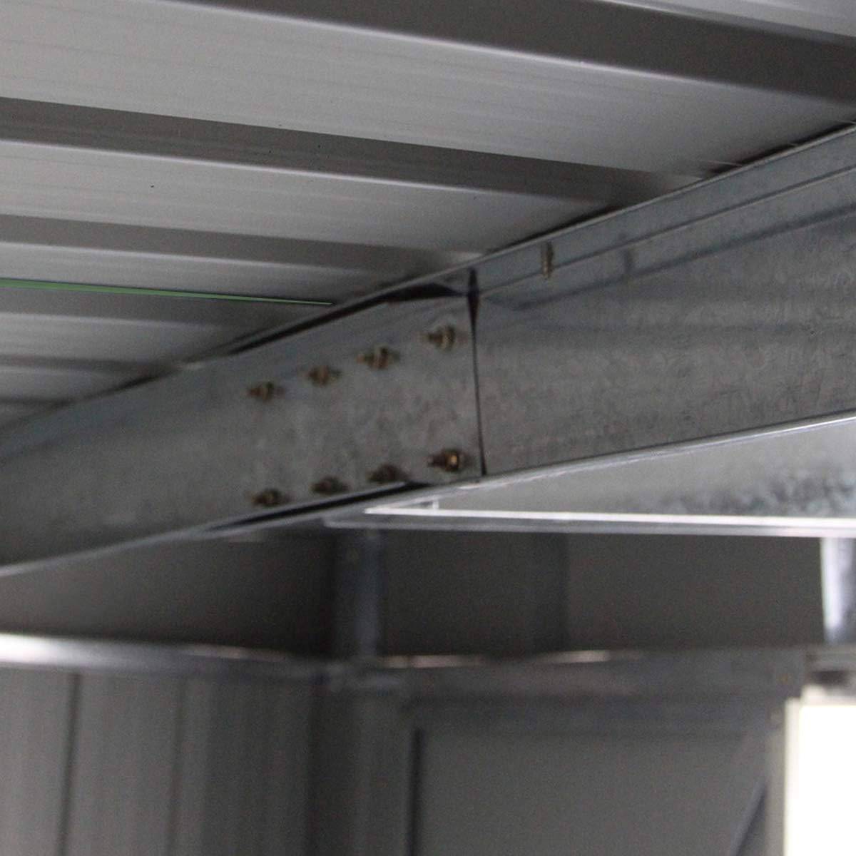 Abri de Jardin en Métal Cabane à Outils en Tôle Galvanisée 213 x 130 x 173 cm avec Porte Coulissante et Deux Fenêtres de Ventilation Gris - Image 10