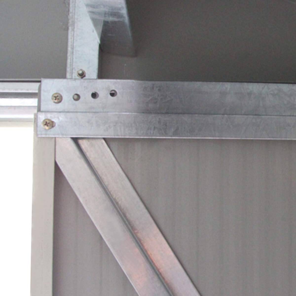 Abri de Jardin en Métal Cabane à Outils en Tôle Galvanisée 213 x 130 x 173 cm avec Porte Coulissante et Deux Fenêtres de Ventilation Gris - Image 5