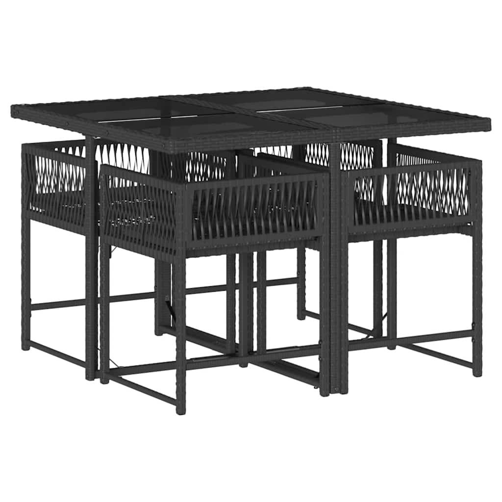Ensemble à manger de jardin coussins 5 pcs | Mobilier d'extérieur Noir Résine tressée Maison Chic - Image 3