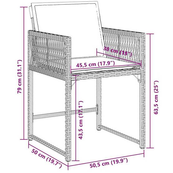Ensemble à manger de jardin coussins 5 pcs | Mobilier d'extérieur Noir Résine tressée Maison Chic - Image 6