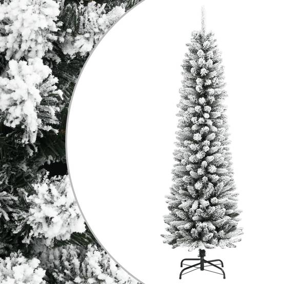 Sapin de Noël, Arbre de Noël artificiel mince avec neige floquée 180 cm PVC/PE u2580q - Image 2