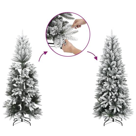 Sapin de Noël, Arbre de Noël artificiel mince avec neige floquée 180 cm PVC/PE u2580q - Image 3