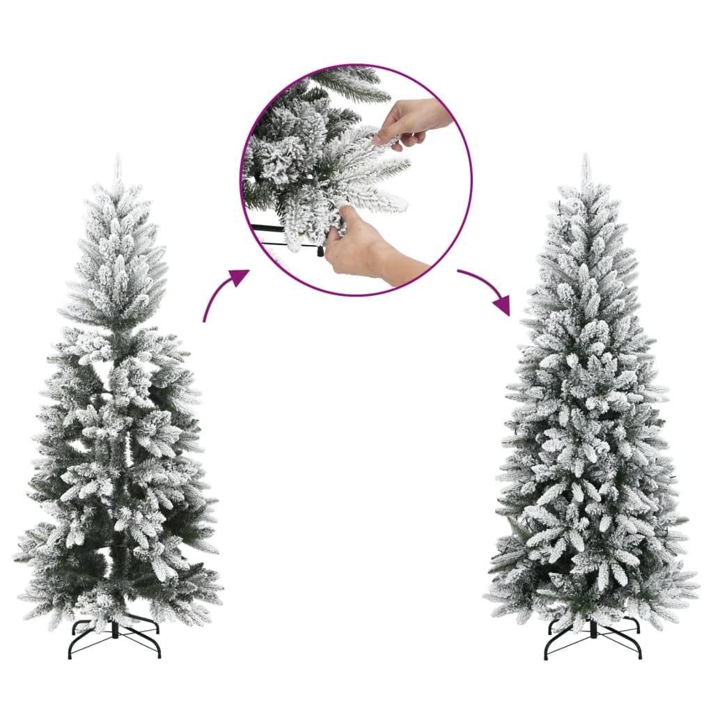 Sapin de Noël, Arbre de Noël artificiel mince avec neige floquée 180 cm PVC/PE u2580q - Image 3