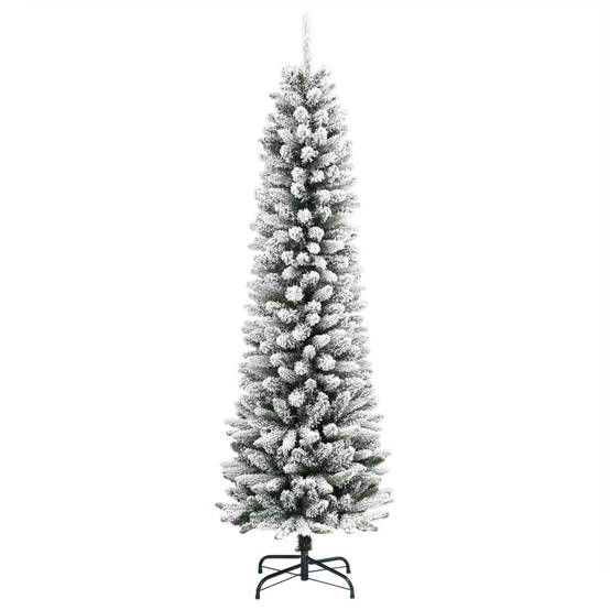 Sapin de Noël, Arbre de Noël artificiel mince avec neige floquée 180 cm PVC/PE u2580q - Image 1