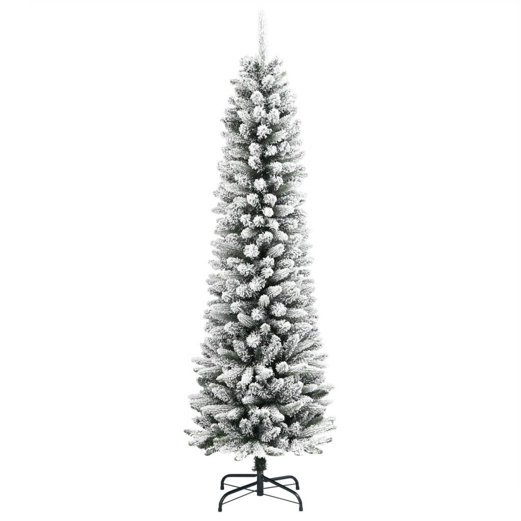 Sapin de Noël, Arbre de Noël artificiel mince avec neige floquée 180 cm PVC/PE u2580q - Image 1