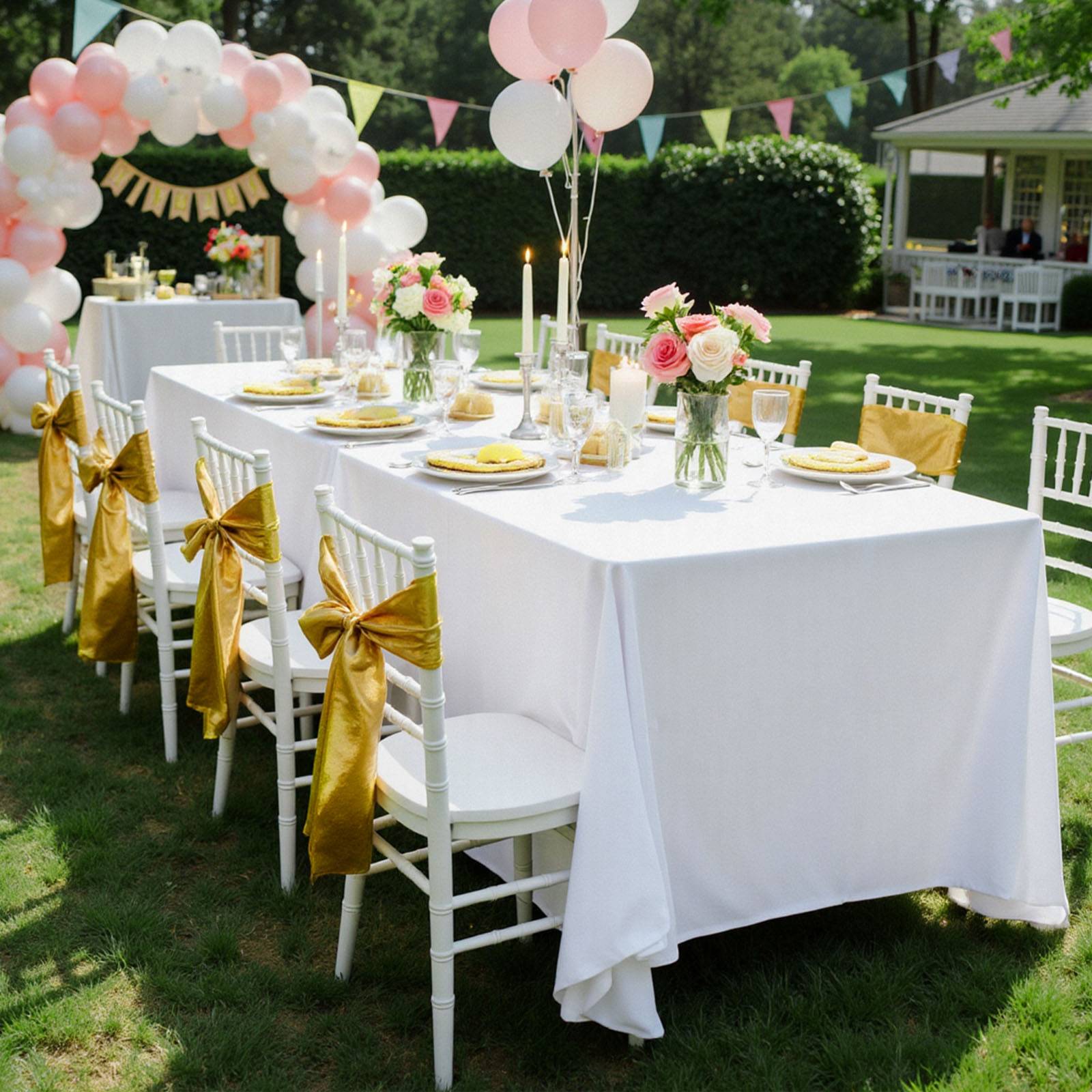 Vevor - VEVOR Nappe rectangulaire blanche en polyester 1778 x 3048 mm 6 pcs pour mariage - Image 8