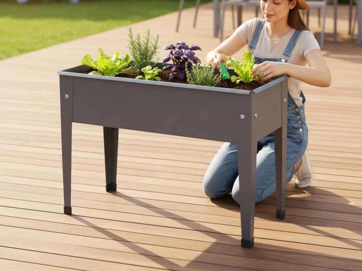 Esschert Design - Carré potager en acier - Gris anthracite - L 62 x P 29 x H 45 - Image 7