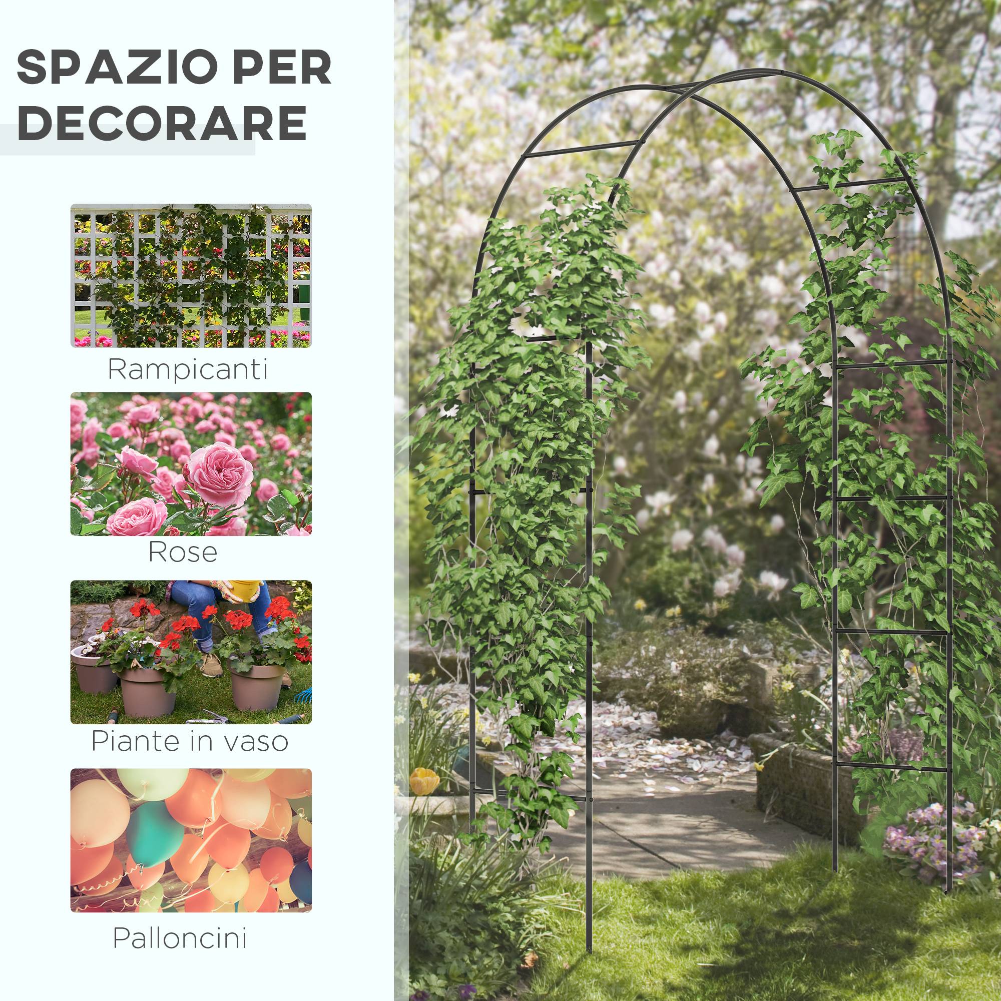 Arche pour plantes grimpantes Métal Entrée de jardin Décoration 140x240cm Noir - ComfortXL Outdoor Living - Image 6