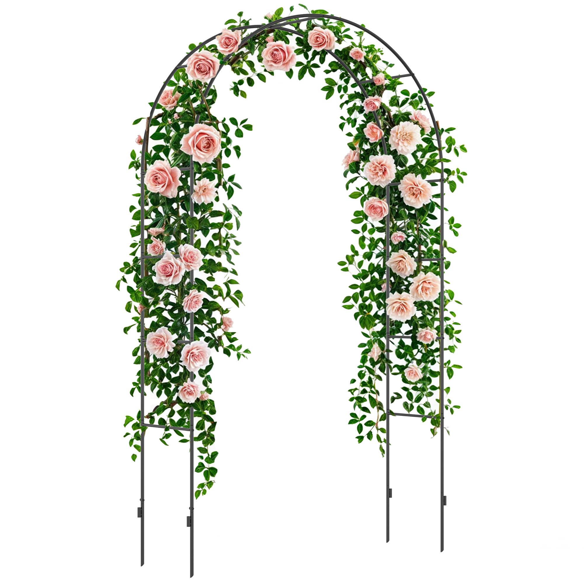Arche pour plantes grimpantes Métal Entrée de jardin Décoration 140x240cm Noir - ComfortXL Outdoor Living - Image 1