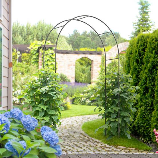Arche pour plantes grimpantes Métal Entrée de jardin Décoration 140x240cm Noir - ComfortXL Outdoor Living - Image 3
