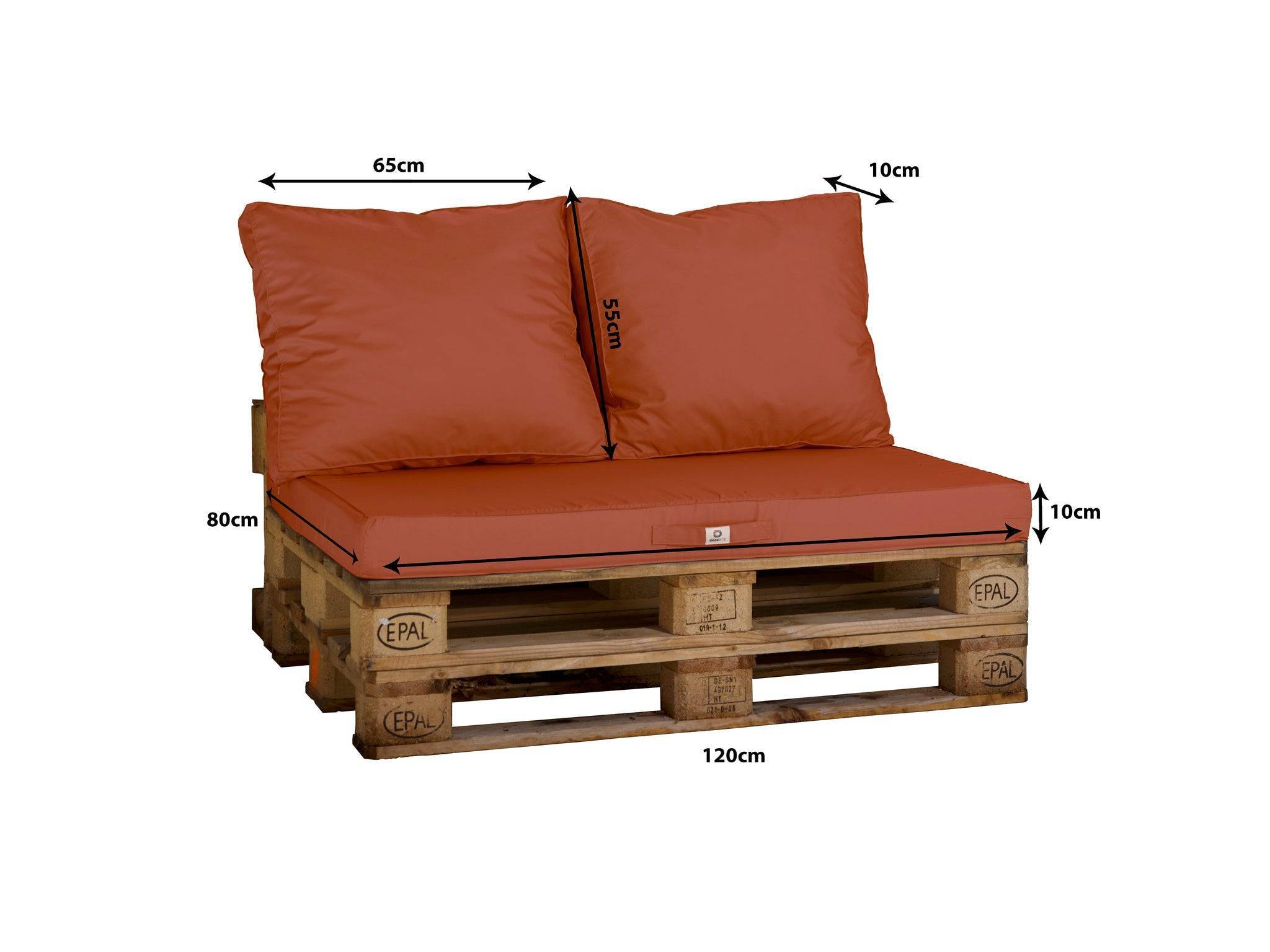 Lot de 3 coussins pour palette déhoussables en polyester terracotta - Déco arts - Image 4